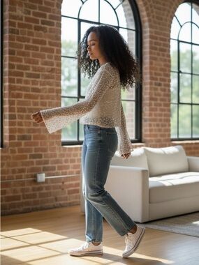 ✨ Altar’d State Sequin Sheer Crop Top | Champagne | XXL ✨